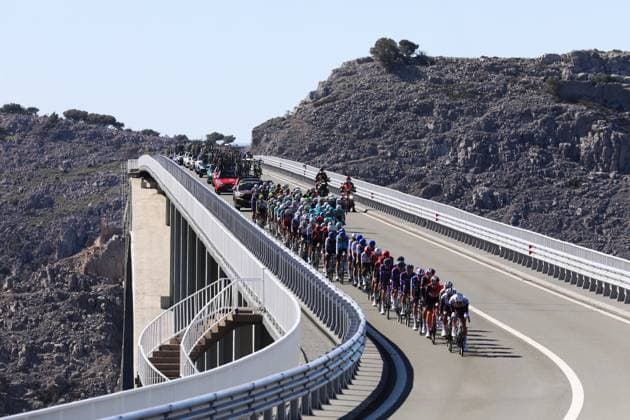 PXL_CroRace stage 4 CroRace cycling race Stage 4 from Krk to Labin pictured on Krk bridge, Croatia on 03. October. Stage four is 190 kilometers long.  GoranxKovacic PIXSELL