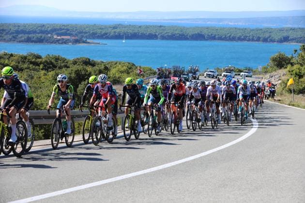 PXL_CroRace stage 4 CroRace cycling race Stage 4 from Krk to Labin pictured on Krk bridge, Croatia on 03. October. Stage four is 190 kilometers long.  GoranxKovacic PIXSELL