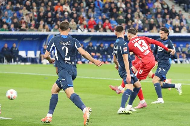 03.10.2025, xtvx, Fussball 1.Bundesliga, TSG 1899 Hoffenheim - 1.FC Köln v.l. Goal scored, Tor zum 0:1 Said El Mala (1. FC Koeln) (DFL DFB REGULATIONS PROHIBIT ANY USE OF PHOTOGRAPHS as IMAGE SEQUENCES and or QUASI-VIDEO) Sinsheim