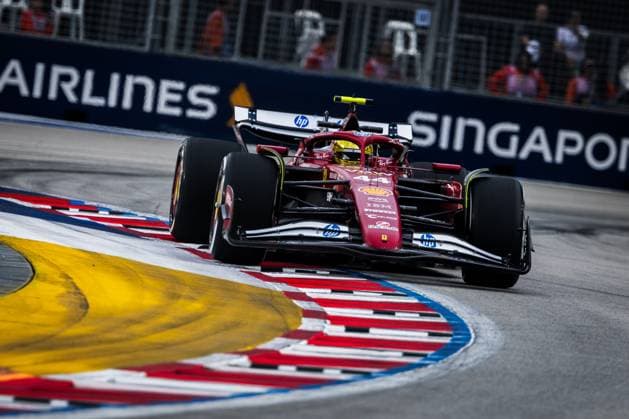 Marina Bay Street Circuit, Singapore, Singapore. 3.October.2025; Lewis Hamilton of Great Britain and Scuderia Ferrari during Free Practice 1 Formula One Singapore Grand Prix  aflo_305775166