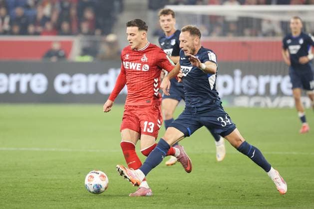 03.10.2025, xtvx, Fussball 1.Bundesliga, TSG 1899 Hoffenheim - 1.FC Köln v.l. Zweikampf, Duell, duel, tackle, compete Said El Mala (1. FC Koeln) Vladimir Coufal (TSG 1899 Hoffenheim) (DFL DFB REGULATIONS PROHIBIT ANY USE OF PHOTOGRAPHS as IMAGE SEQUENCES and or QUASI-VIDEO) Sinsheim