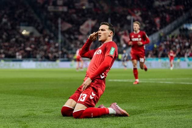 1. Fußball Bundesliga: TSG 1899 Hoffenheim - 1. FC Köln; 03.10.2025 Jubel zum 0:1 durch Said El Mala (1. FC Köln, 13), Tor, Torjubel 1. Fußball Bundesliga, TSG 1899 Hoffenheim - 1. FC Köln, Sinsheim, PREZERO Arena am 03.10.2025 DFL REGULATIONS PROHIBIT ANY USE OF PHOTOGRAPHS AS IMAGE SEQUENCES AND OR QUASI-VIDEO. Copyright: xBEAUTIFULxSPORTS Wunderlx