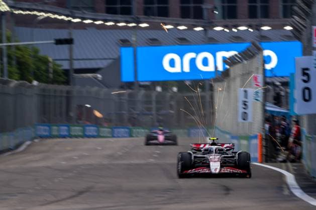 MARINA BAY, SINGAPORE: Oliver Bearman, racing for the Haas F1 team during the 2025 Formula 1 Singapore Grand Prix at the Marina Bay Street Circuit in Marina Bay, Singapore