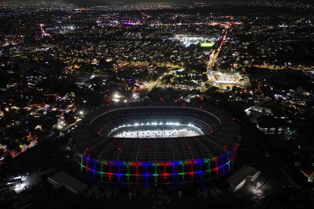 Launch of the FIFA World Cup, WM, Weltmeisterschaft, Fussball 2026 official match ball in Mexico City MEXICO CITY, MEXICO - OCTOBER 03: An aerial view of the Azteca Stadium during the launch of Trionda the FIFA World Cup 2026 official match ball, in Mexico City, Mexico on October 03, 2025. Daniel Cardenas Anadolu Mexico City Mexico. Editorial use only. Please get in touch for any other usage.  Copyright: x2025xAnadoluxDanielxCardenasx