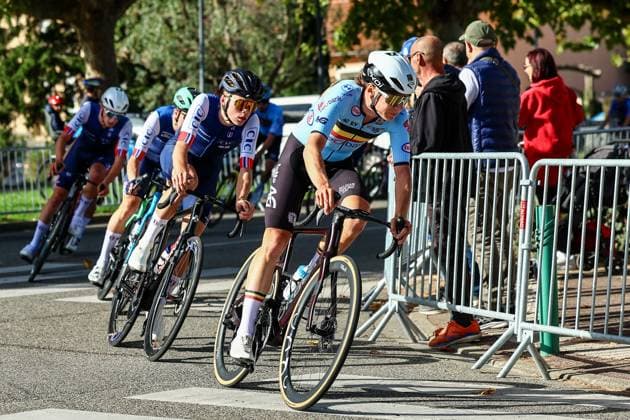 Belgium Milan Donie pictured in action during the 121,1 km Men U23 Road Race at the UEC road European cycling championships, in France on Saturday 04 October 2025. The European cycling championships in Drome-Ardeche takes place from 1 to 5 October. DAVIDxPINTENS  x136040207x