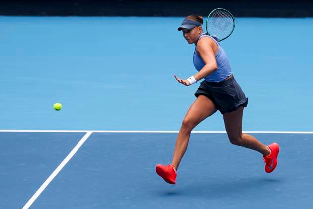 BEIJING, CHINA - OCTOBER 04: Amanda Anisimova of the United States returns a shot in the Women s Singles Semifinal match against Coco Gauff of the United States on day 13 of the 2025 China Open at the National Tennis Center on October 4, 2025 in Beijing, China.  Copyright: xVCGx 111595019516