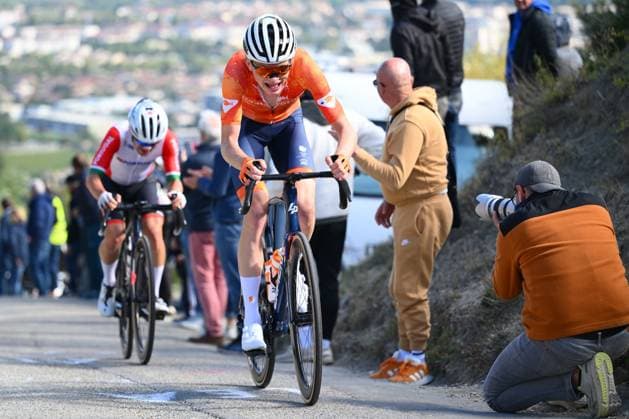 UEC 2025 Road European Championship, EM, Europameisterschaft Drome-Ardeche 04 10 2025 GUILHERAND-GRANGES, FRANCE - OCTOBER 04 : rider of the Netherlands during the Men U23 cycling road race of the 2025 UEC Road European Championship Drome-Ardeche 10th edition an UCI Continental Championships cycling race of 121.1 km with start in Guilherand-Granges and finish in Guilherand-Granges on October 4, 2025 in Guilherand-Granges, France, 04 10 2025 Guilherand-Granges France  Copyright: xVincentxKalutx
