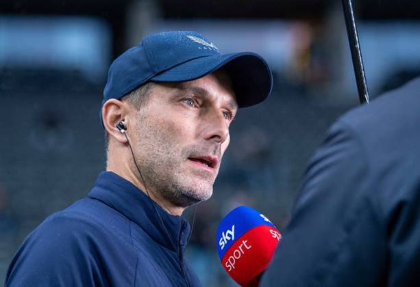 Fussball, Herren, Saison 2025 2026, 2. Bundesliga (8. Spieltag), Hertha BSC - SC Preußen Münster, Trainer Stefan Leitl (Hertha BSC) bei Sky im Interview, 04.10. 2025, Copyright: xSebastianxRäppold MatthiasxKochx