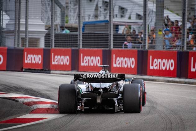 Formel 1 GP Singapur. Samstag, 04.10.2025 George Russell 63, Mercedes-AMG Petronas F1 Team; Formel 1 GP Singapur. Samstag, 04.10.2025 Copyright: xBEAUTIFULxSPORTS Erlhofx