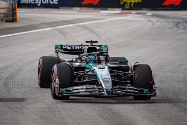 Formel 1 GP Singapur. Samstag, 04.10.2025 George Russell 63, Mercedes-AMG Petronas F1 Team; Formel 1 GP Singapur. Samstag, 04.10.2025 Copyright: xBEAUTIFULxSPORTS Erlhofx