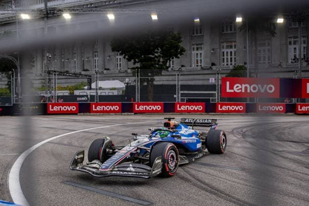Formel 1 GP Singapur. Samstag, 04.10.2025 Alexander Albon 23, Williams Racing; Formel 1 GP Singapur. Samstag, 04.10.2025 Copyright: xBEAUTIFULxSPORTS Erlhofx