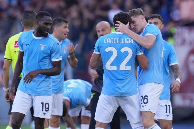 Lazio™s Matteo Cancellieri celebrates after scoring 2-1 during the Serie A EniLive soccer match between Lazio and Torino at the Rome s Olympic stadium, Italy - Saturday October 4, 2025 - Soccer ( Photo by Alfredo Falcone LaPresse )  Copyright: xAlfredoxFalcone LaPressex