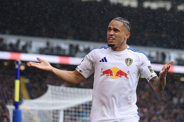 Football - Premier League - Leeds United v Tottenham Hotspur 4th October 2025 - Premier League - Leeds United v Tottenham Hotspur - Noah Okafor of Leeds United reacts - Photo: Simon Stacpoole Offside. Leeds UK Copyright: xSimonxStacpoolexOffside