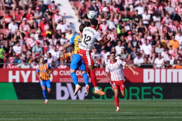 October 4, 2025, Girona, Girona, SPAIN: Vitor Reis of Girona FC in action during the Spanish league, La Liga EA Sports, football match played between Girona FC and Valencia CF at Montilivi stadium on October 04, 2025 in Girona, Spain. Girona SPAIN - ZUMAa181 20251004_zaa_a181_046 Copyright: xJavierxBorregox