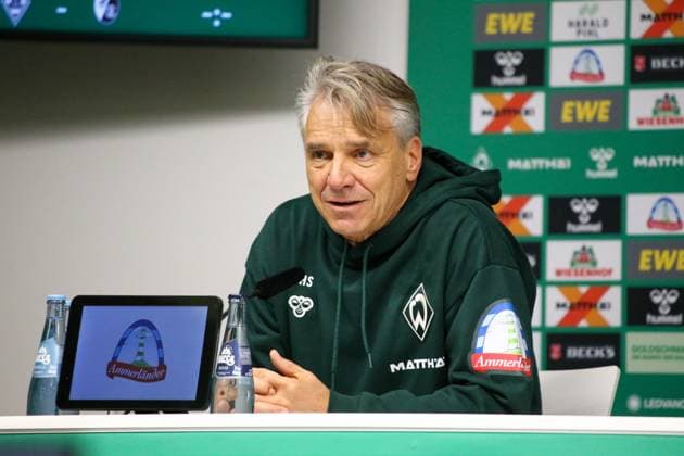 Deutschland: Fussball Bundesliga 2025 26, 6. Spieltag - SV Werder Bremen vs FC St.Pauli - Weserstadion-Stadion (Bremen): Pressekonferenz des Trainers Horst Steffen (SV Werder Bremen) Bremen Copyright: xAymanxAlahmedx