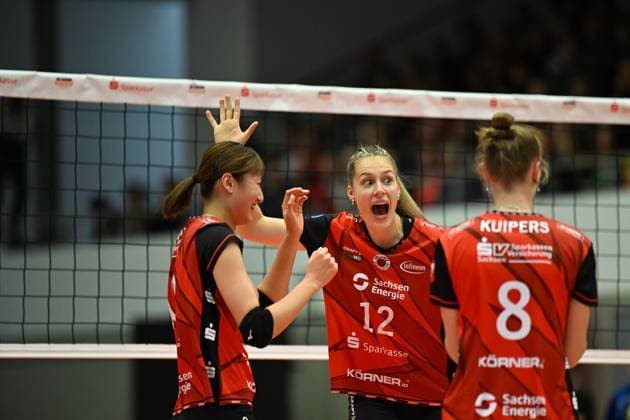 Mette Pfeffer (Dresdner SC, 12) Dresdner SC vs. SSC Palmberg Schwerin, WT Energiesysteme Supercup, Volleyball Bundesliga Damen, Spielzeit 2025 2026, 04.10.2025 Dresdner SC vs. SSC Palmberg Schwerin, WT Energiesysteme Supercup, Volleyball Bundesliga Damen, Spielzeit 2025 2026, 04.10.2025 Dresden Copyright: xEibner-Pressefoto xHoepnerx EP_PHR