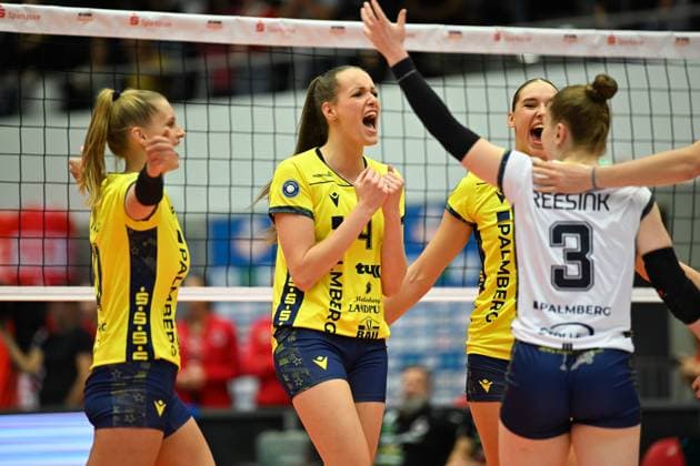 Marije Ten Brinke (SSC Palmberg Schwerin, 4) Dresdner SC vs. SSC Palmberg Schwerin, WT Energiesysteme Supercup, Volleyball Bundesliga Damen, Spielzeit 2025 2026, 04.10.2025 Dresdner SC vs. SSC Palmberg Schwerin, WT Energiesysteme Supercup, Volleyball Bundesliga Damen, Spielzeit 2025 2026, 04.10.2025 Dresden Copyright: xEibner-Pressefoto xHoepnerx EP_PHR