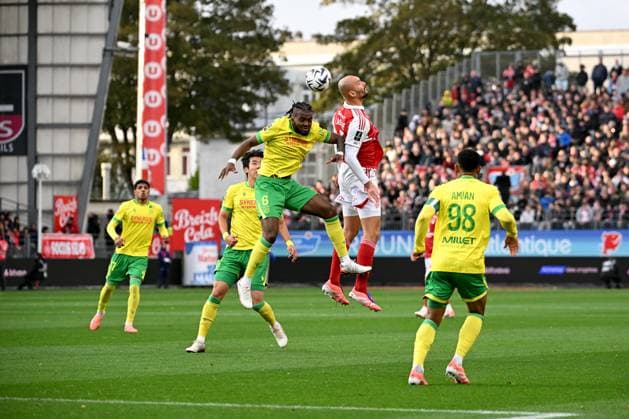 Stade Brestois 29 v FC Nantes - Ligue 1 McDonald s 2025 2026 06 Chidozie AWAZIEM (fcn) - 19 Ludovic AJORQUE (sb29) during the Ligue 1 McDonald s match between Brest and Nantes at Stade Francis Le Ble on October 4, 2025 in Brest, France. Brest France  Copyright: xFEPx 776348152