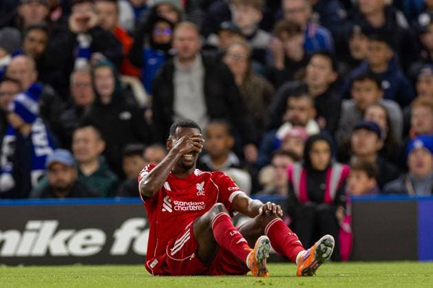 Football - FA Premier League - Chelsea FC v Liverpool FC LONDON, ENGLAND - Saturday, October 4, 2025: Liverpool s Alexander Isak reacts to being fouled during the FA Premier League match between Chelsea FC and Liverpool FC at Stamford Bridge. (Photo by David Rawcliffe Propaganda) LONDON Stamford Bridge GREATER LONDON ENGLAND  Copyright: xDavidxRawcliffex P2025-10-04-Chelsea_Liverpool-131