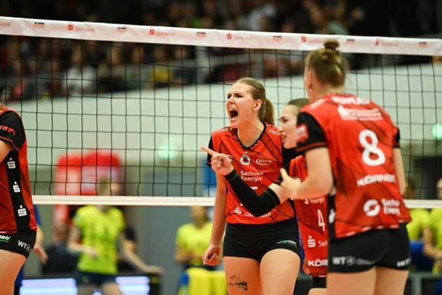 Marta Kamelija Levinska (Dresdner SC, 15) Dresdner SC vs. SSC Palmberg Schwerin, WT Energiesysteme Supercup, Volleyball Bundesliga Damen, Spielzeit 2025 2026, 04.10.2025 Dresdner SC vs. SSC Palmberg Schwerin, WT Energiesysteme Supercup, Volleyball Bundesliga Damen, Spielzeit 2025 2026, 04.10.2025 Dresden Copyright: xEibner-Pressefoto xHoepnerx EP_PHR