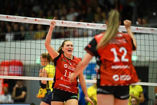 Amanda Siksna (Dresdner SC, 11) Dresdner SC vs. SSC Palmberg Schwerin, WT Energiesysteme Supercup, Volleyball Bundesliga Damen, Spielzeit 2025 2026, 04.10.2025 Dresdner SC vs. SSC Palmberg Schwerin, WT Energiesysteme Supercup, Volleyball Bundesliga Damen, Spielzeit 2025 2026, 04.10.2025 Dresden Copyright: xEibner-Pressefoto xHoepnerx EP_PHR