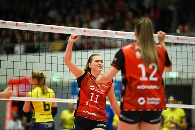 Amanda Siksna (Dresdner SC, 11) Dresdner SC vs. SSC Palmberg Schwerin, WT Energiesysteme Supercup, Volleyball Bundesliga Damen, Spielzeit 2025 2026, 04.10.2025 Dresdner SC vs. SSC Palmberg Schwerin, WT Energiesysteme Supercup, Volleyball Bundesliga Damen, Spielzeit 2025 2026, 04.10.2025 Dresden Copyright: xEibner-Pressefoto xHoepnerx EP_PHR