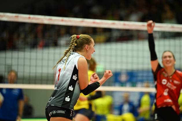 Patricia Nestler (Dresdner SC, 1) Dresdner SC vs. SSC Palmberg Schwerin, WT Energiesysteme Supercup, Volleyball Bundesliga Damen, Spielzeit 2025 2026, 04.10.2025 Dresdner SC vs. SSC Palmberg Schwerin, WT Energiesysteme Supercup, Volleyball Bundesliga Damen, Spielzeit 2025 2026, 04.10.2025 Dresden Copyright: xEibner-Pressefoto xHoepnerx EP_PHR