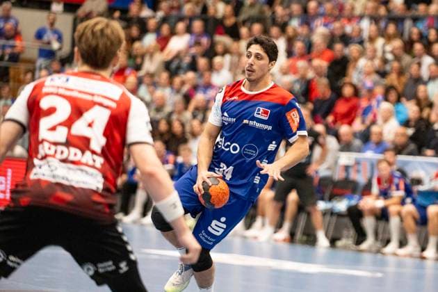 Yonatan Dayan, (HBW Balingen Weilstetten, 34), HBW Balingen Weilstetten vs. HSG Nordhorn Lingen, Handball, 2. Bundesliga, 6. Spieltag, Saison 2025 2026, 04.10.2025 Eibner-Pressefoto Andreas Ulmer HBW Balingen Weilstetten vs. HSG Nordhorn Lingen, Handball, 2. Bundesliga, 6. Spieltag, Saison 2025 2026, 04.10.2025 Balingen Copyright: xEibner-Pressefoto AndreasxUlmerx EP_AUR