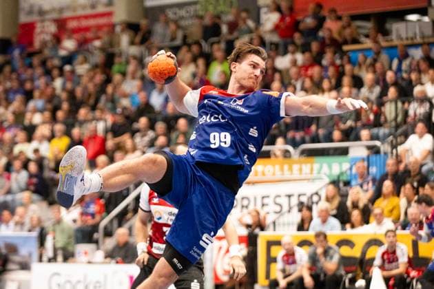 Stefan Bauer, (HBW Balingen Weilstetten, 99) HBW Balingen Weilstetten vs. HSG Nordhorn Lingen, Handball, 2. Bundesliga, 6. Spieltag, Saison 2025 2026, 04.10.2025 Eibner-Pressefoto Andreas Ulmer HBW Balingen Weilstetten vs. HSG Nordhorn Lingen, Handball, 2. Bundesliga, 6. Spieltag, Saison 2025 2026, 04.10.2025 Balingen Copyright: xEibner-Pressefoto AndreasxUlmerx EP_AUR