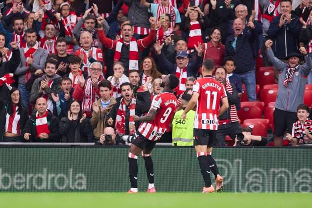 October 4, 2025, Bilbao, Vizcaya, SPAIN: Inaki Williams of Athletic Club celebrates after scoring the team s first goal during the LaLiga EA Sports match between Athletic Club and RCD Mallorca at San Mames on October 4, 2025, in Bilbao, Spain. Bilbao SPAIN - ZUMAa181 20251004_zaa_a181_224 Copyright: xRicardoxLarreinax