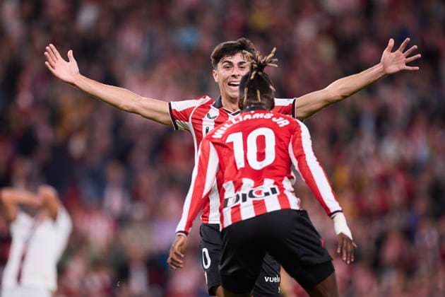 October 4, 2025, Bilbao, Vizcaya, SPAIN: Alejandro Rego of Athletic Club celebrates after scoring goal during the LaLiga EA Sports match between Athletic Club and RCD Mallorca at San Mames on October 4, 2025, in Bilbao, Spain. Bilbao SPAIN - ZUMAa181 20251004_zaa_a181_244 Copyright: xRicardoxLarreinax