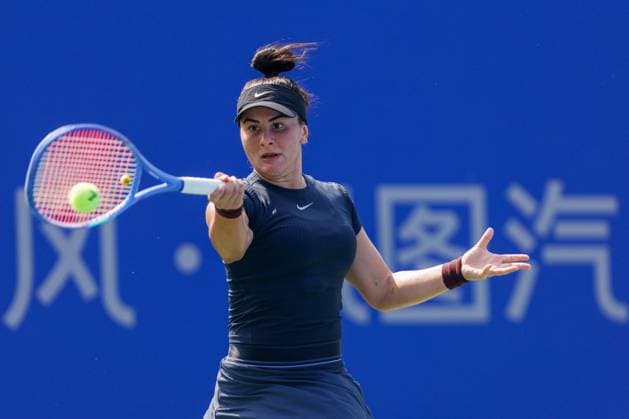 WUHAN, CHINA - OCTOBER 05: Bianca Andreescu of Canada returns a shot in the Women s Singles Qualifying second round match against Anastasia Zakharova on day 2 of 2025 Wuhan Open at Optics Valley International Tennis Center on October 5, 2025 in Wuhan, Hubei Province of China.  Copyright: xVCGx 111595178914