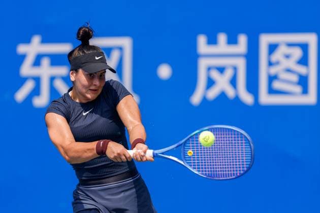 WUHAN, CHINA - OCTOBER 05: Bianca Andreescu of Canada returns a shot in the Women s Singles Qualifying second round match against Anastasia Zakharova on day 2 of 2025 Wuhan Open at Optics Valley International Tennis Center on October 5, 2025 in Wuhan, Hubei Province of China.  Copyright: xVCGx 111595178905