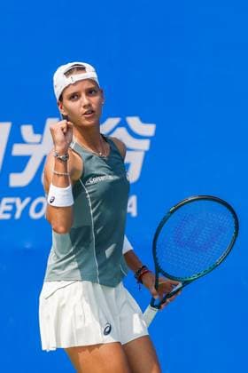 WUHAN, CHINA - OCTOBER 05: Emiliana Arango of Colombia reacts in the Women s Singles Qualifying second round match against Antonia Ruzic of Croatia on day 2 of 2025 Wuhan Open at Optics Valley International Tennis Center on October 5, 2025 in Wuhan, Hubei Province of China.  Copyright: xVCGx 111595182639