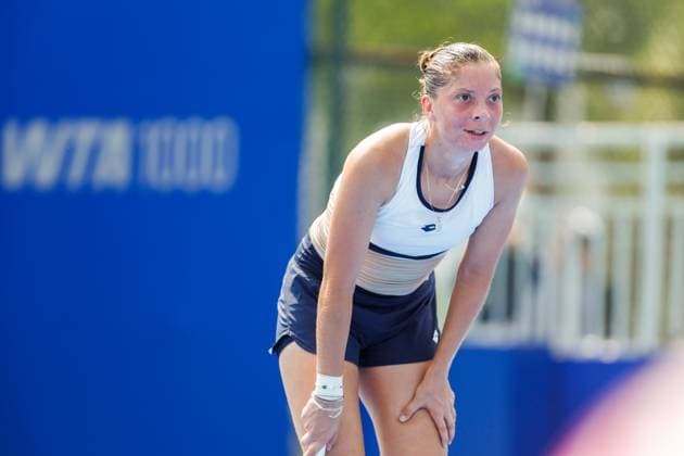 WUHAN, CHINA - OCTOBER 05: Antonia Ruzic of Croatia reacts in the Women s Singles Qualifying second round match against Emiliana Arango of Colombia on day 2 of 2025 Wuhan Open at Optics Valley International Tennis Center on October 5, 2025 in Wuhan, Hubei Province of China.  Copyright: xVCGx 111595182633