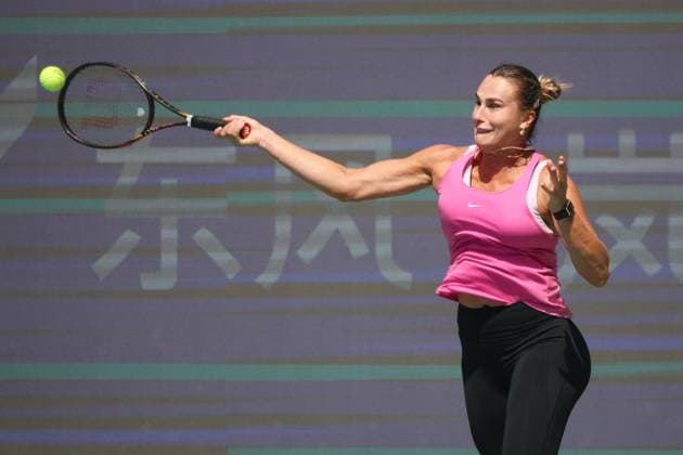 WUHAN, CHINA - OCTOBER 05: Aryna Sabalenka of Belarus attends a training session on day 2 of 2025 Wuhan Open on October 5, 2025 in Wuhan, Hubei Province of China.  Copyright: xVCGx 111595175164