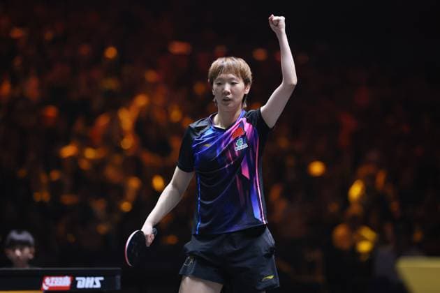 BEIJING, CHINA - OCTOBER 05: Wang Manyu of China reacts in the Women s Singles Final match against Sun Yingsha of China on day 11 of the WTT China Smash 2025 at Shougang Park on October 5, 2025 in Beijing, China.  Copyright: xVCGx 111595202649