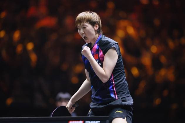 BEIJING, CHINA - OCTOBER 05: Wang Manyu of China reacts in the Women s Singles Final match against Sun Yingsha of China on day 11 of the WTT China Smash 2025 at Shougang Park on October 5, 2025 in Beijing, China.  Copyright: xVCGx 111595202596