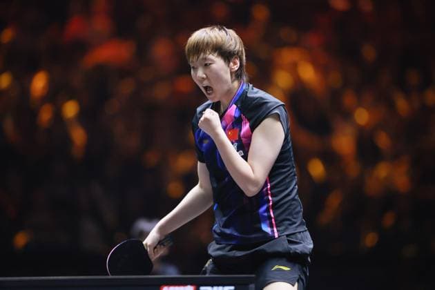 BEIJING, CHINA - OCTOBER 05: Wang Manyu of China reacts in the Women s Singles Final match against Sun Yingsha of China on day 11 of the WTT China Smash 2025 at Shougang Park on October 5, 2025 in Beijing, China.  Copyright: xVCGx 111595202565