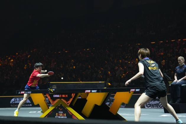 BEIJING, CHINA - OCTOBER 05: Sun Yingsha of China competes in the Women s Singles Final match against Wang Manyu of China on day 11 of the WTT China Smash 2025 at Shougang Park on October 5, 2025 in Beijing, China.  Copyright: xVCGx 111595205610