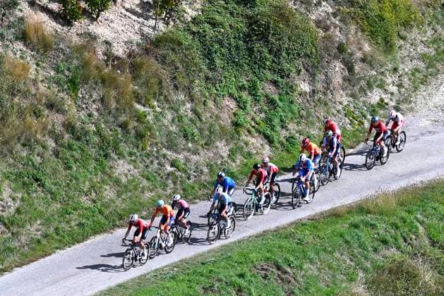 UEC 2025 Road European Championship, EM, Europameisterschaft Drome-Ardeche 05 10 2025 GUILHERAND-GRANGES, FRANCE - OCTOBER 05 : illustration picture head of the race with Vervaeke Louis (Belgium) during the Men Elite cycling road race of the 2025 UEC Road European Championship Drome-Ardeche 10th edition an UCI Continental Championships cycling race of 202.5 km with start in Privas and finish in Guilherand-Granges on October 5, 2025 in Guilherand-Granges, France, 05 10 2025 Guilherand-Granges France  Copyright: xVincentxKalutx