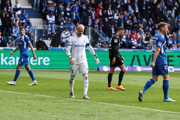 Torwart Dominik Reimann (1. FC Magdeburg,1) und Marcus Mathisen (1. FC Magdeburg,16) - 2. Fußball Bundesliga Saison 2025-2026 1. FC Magdeburg vs. SV 07 Elversberg in der Avnet Arena in Magdeburg - Aktion,Fußball,Mann,Männer,Deutschland,05.10.2025