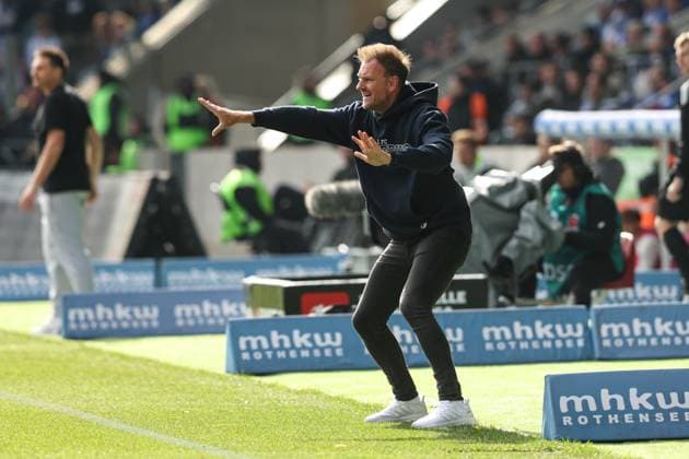 Trainer Markus Fiedler (1. FC Magdeburg) - 2. Fußball Bundesliga Saison 2025-2026 1. FC Magdeburg vs. SV 07 Elversberg in der Avnet Arena in Magdeburg - Fußball,Mann,Männer,Deutschland,05.10.2025