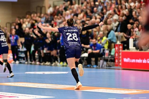 Handball I Frauen I Saison 2025-2026 I 1. HBF I 4. Spieltag I Buxtehuder SV - FRISCH AUF Göppingen I 05.10.2025 Jubel, Begeisterung, Enthusiasmus, Euphorie, Freude, Glücksgefühl, Heiterkeit bei: Teresa von Prittwitz (28, Buxtehuder Sportverein) Buxtehude Halle Nord Niedersachsen Deutschland Copyright: xLobeca FelixxSchlikisx
