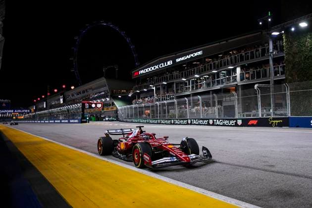F1 - SINGAPORE GRAND PRIX 2025 16 LECLERC Charles (mco), Scuderia Ferrari SF-25, action during the 2025 Formula 1 Singapore Grand Prix, 18th round of the 2025 FIA Formula One World Championship, WM, Weltmeisterschaft from October 3 to 5, 2025 on the Marina Bay Street Circuit, in Singapore - SingaporeSingapore  Copyright: xEricxAlonsox