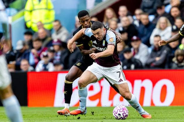 Aston Villa v Burnley Premier League 05 10 2025. Aston Villa midfielder John McGinn (7) battles for possession during the Premier League match between Aston Villa and Burnley at Villa Park, Birmingham, England on 5 October 2025. Birmingham Villa Park West Midlands England Editorial use only DataCo restrictions apply See www.football-dataco.com , Copyright: xManjitxNarotrax PSI-23003-0041
