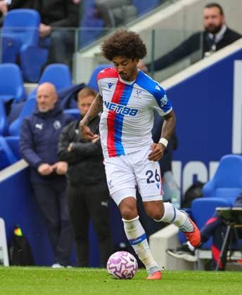5th October 2025; Hill Dickinson Stadium, Liverpool, England; Premier League Football, Everton versus Crystal Palace; Chris Richards of Crystal Palace on the ball  RogerxEvans