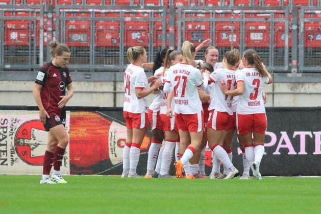 05.10.2025 - Fussball - Saison 2025 2026 - 1. Google Pixel Frauen Bundesliga - 05. Spieltag: 1. FC Nürnberg FCN ( Club Clubfrauen ) - RB Leipzig - Sportfoto Zink DCDE - xdcxdex - Torjubel Jubel Freude