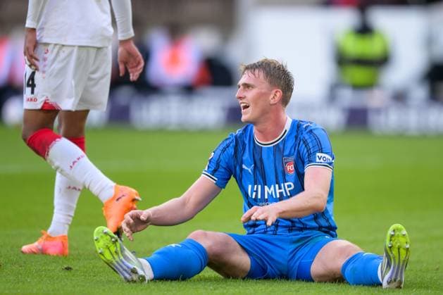 Fußball, 1. Bundesliga, 20251005, VfB Stuttgart - 1. FC Heidenheim 1846. Im Bild Mikkel KAUFMANN (Heidenheim, 29) verpasste Torchance. Stuttgart MHP Arena Baden Württemberg Deutschland Copyright: Passion2Press MarkusxFischerx