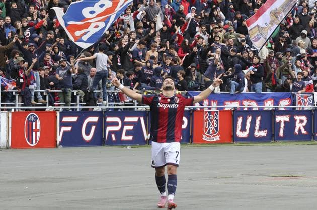 CALCIO - Serie A - Bologna FC vs Pisa SC Riccardo Orsolini of Bologna FC. celebrates after scoring during Bologna BFC vs Pisa SC, 6Â° Serie A Enilive 2025-26 game at Renato Dall Ara stadium in Bologna (BO), Italy, on October 05, 2025. Bologna Italy  Copyright: xIPAxSport ABACAx